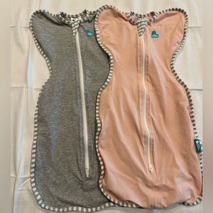Love To Dream Arms Up Swaddle- Grey & Pink EUC